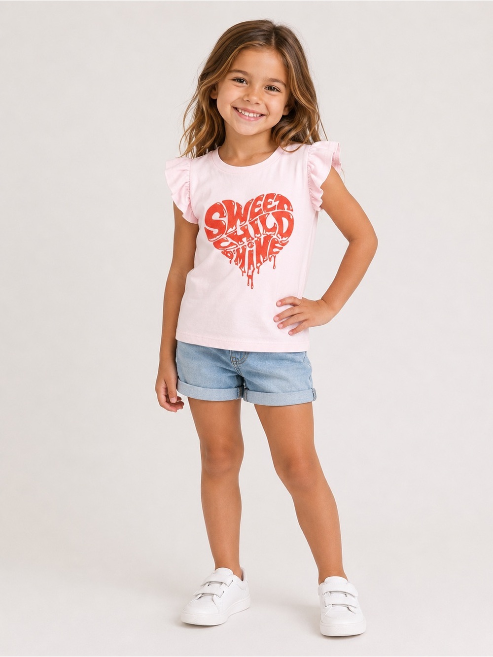 Tucker + Tate • NWOT Girls' Pink Ruffle Sleeve Graphic Tee - Sweet Child O Mine
